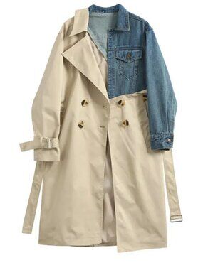 MO&Co NWT Asymmetric Denim Panel Cotton Trench Coat XL
